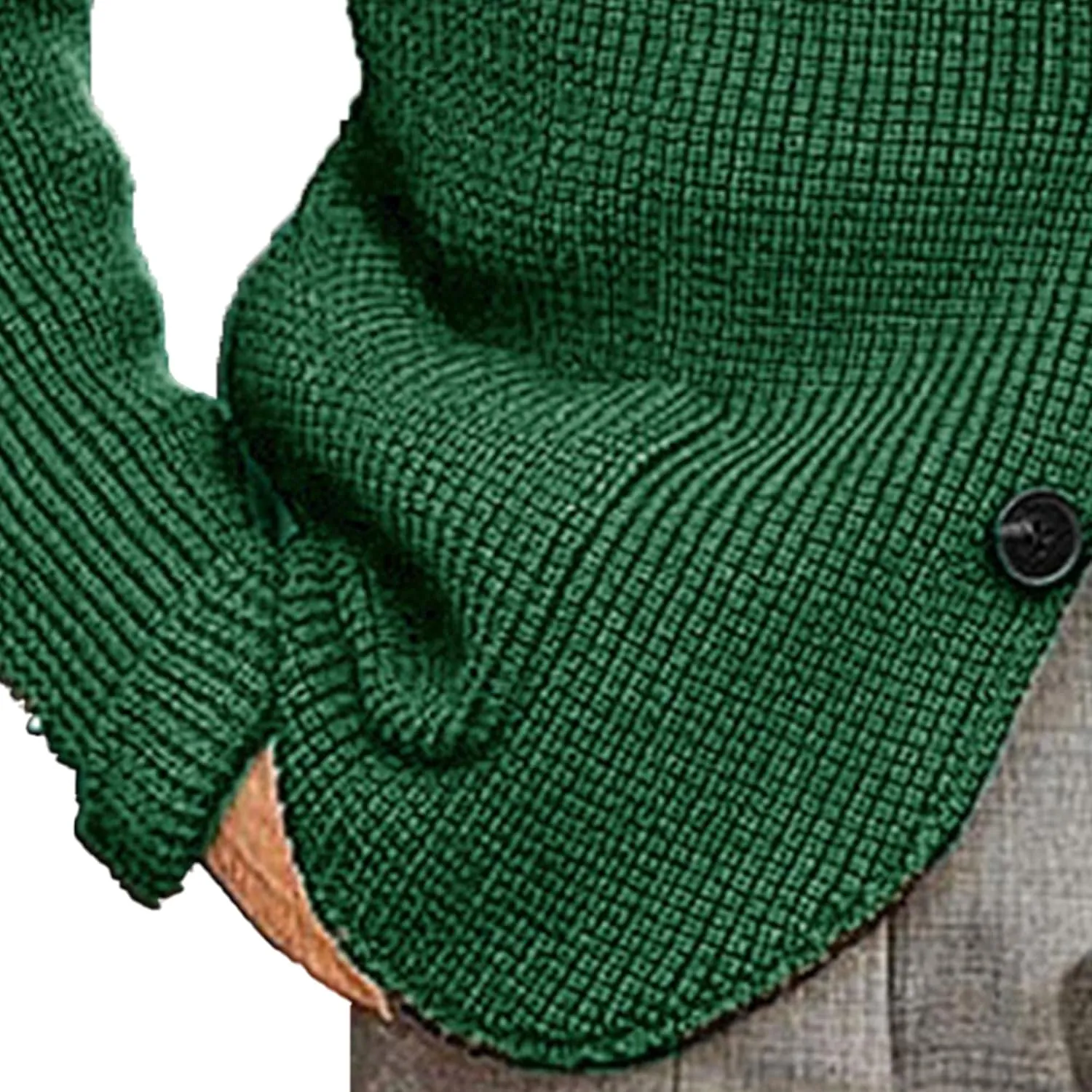 Men's Knitted Jacket Casual Button Up Slim Fit Cardigan Warm Cable Sweater Blazer with Pockets