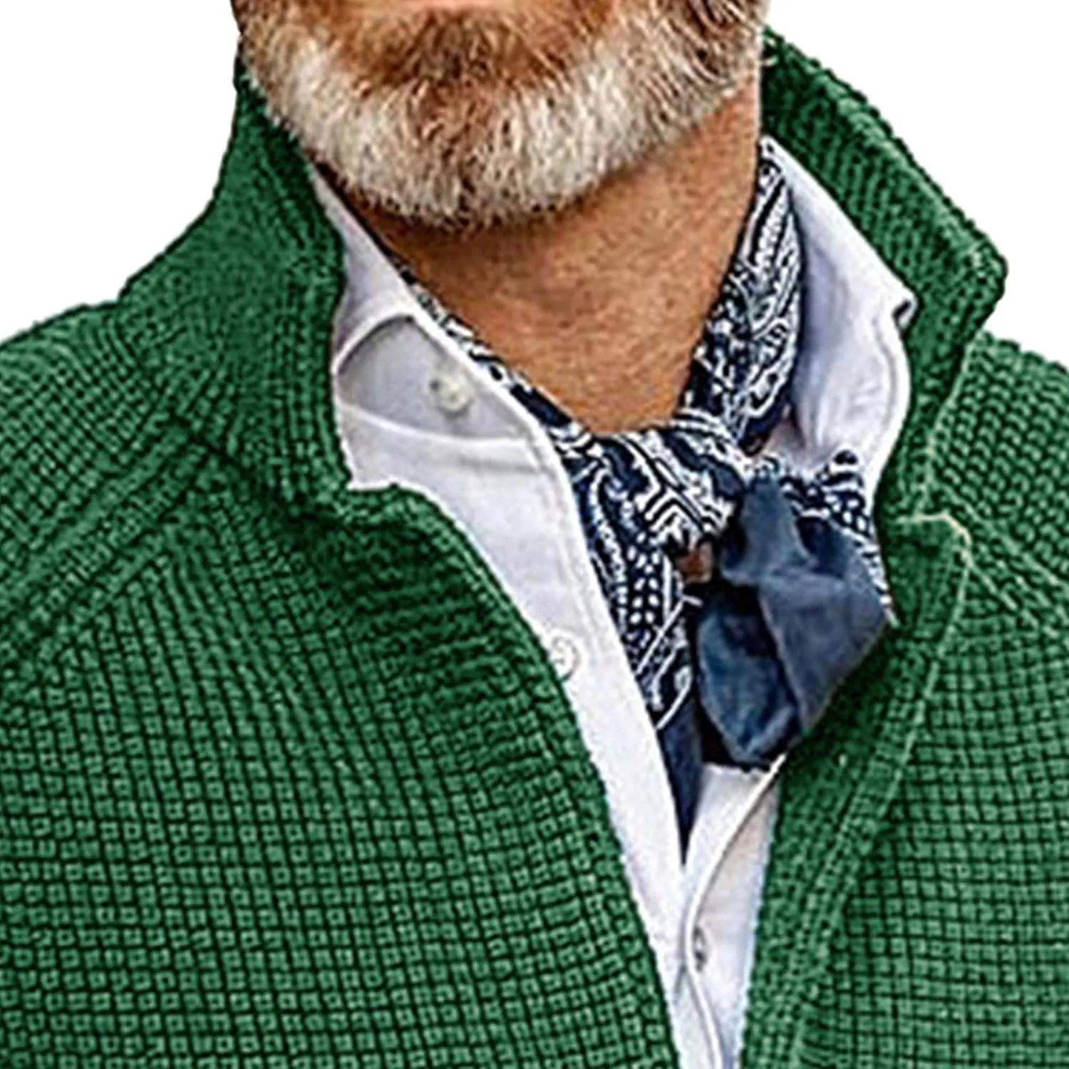 Men's Knitted Jacket Casual Button Up Slim Fit Cardigan Warm Cable Sweater Blazer with Pockets