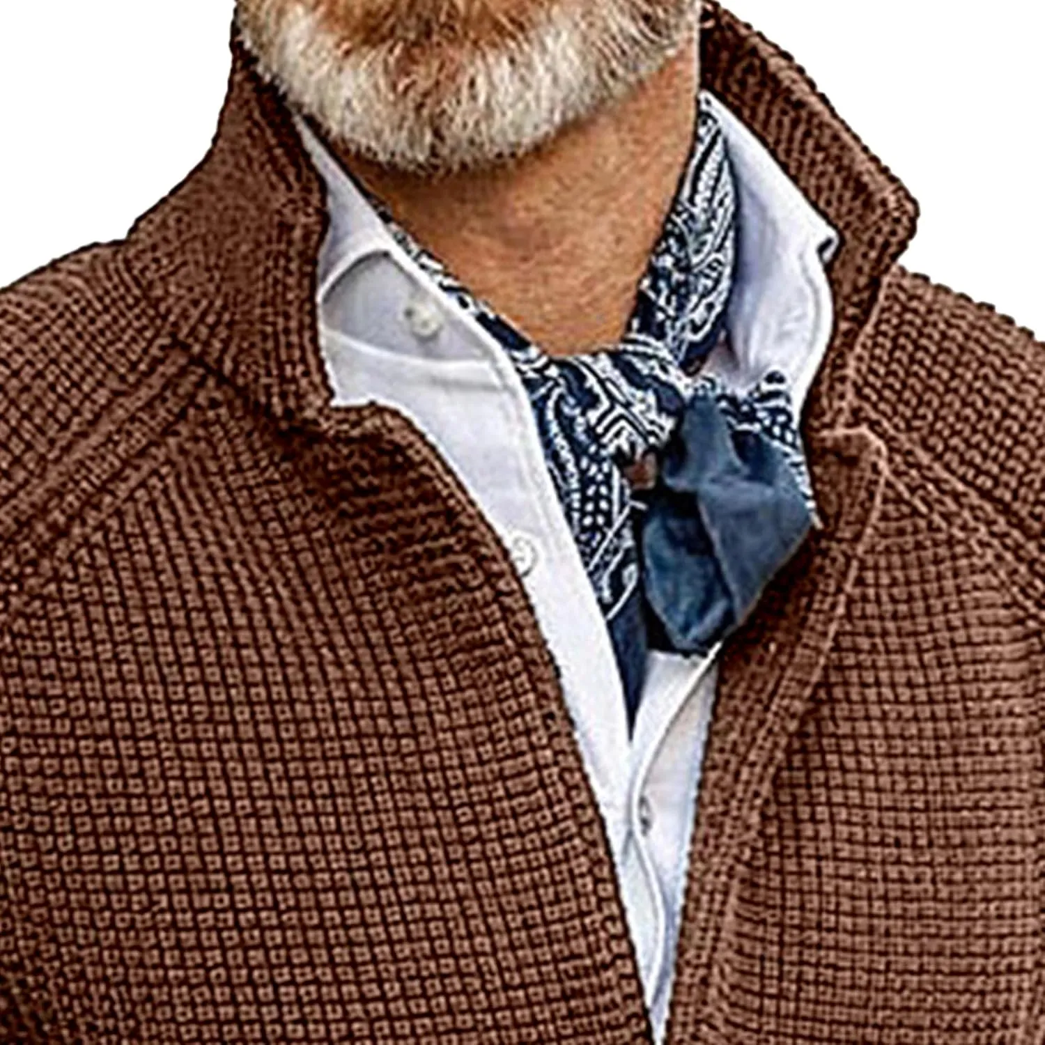 Men's Knitted Jacket Casual Button Up Slim Fit Cardigan Warm Cable Sweater Blazer with Pockets