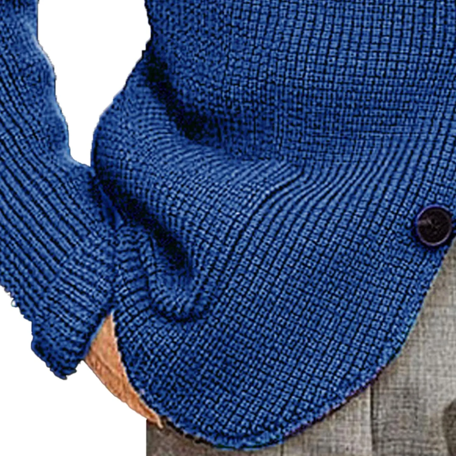 Men's Knitted Jacket Casual Button Up Slim Fit Cardigan Warm Cable Sweater Blazer with Pockets