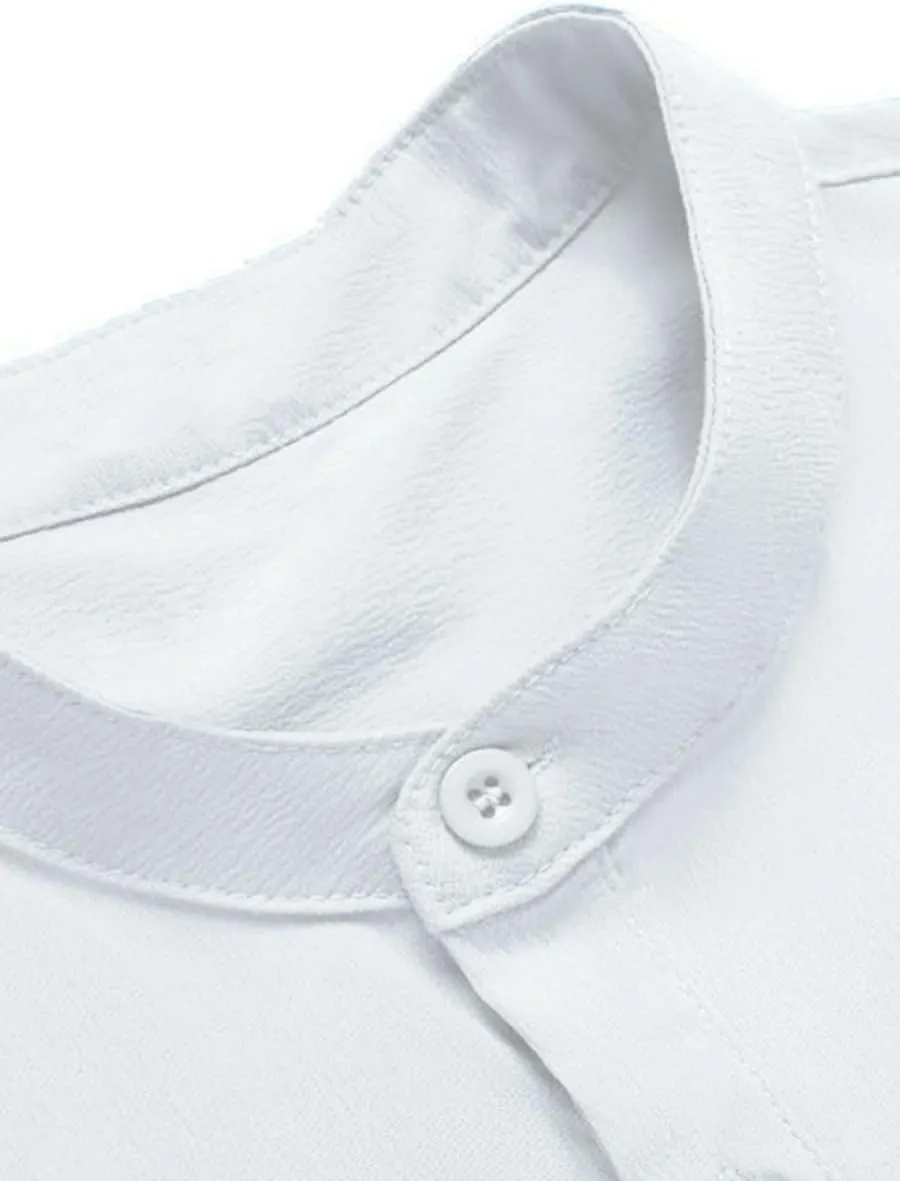 Men's Linen Short Sleeved T-Shirt Loose Sportswear Solid Color Cotton Linen Shirt Beach Short Sleeved Shirt