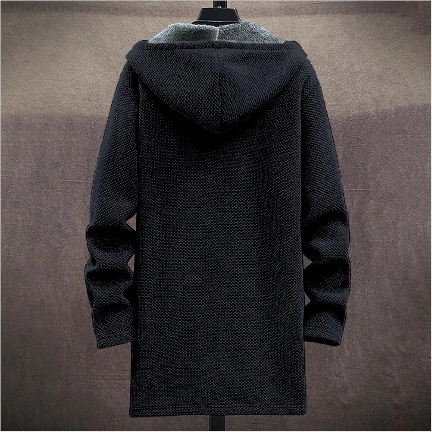 Mens Long Cardigan Hoodies Color Block Hooded Jacket Horse Print Open front Sweater Hoodie with Pockets Coat