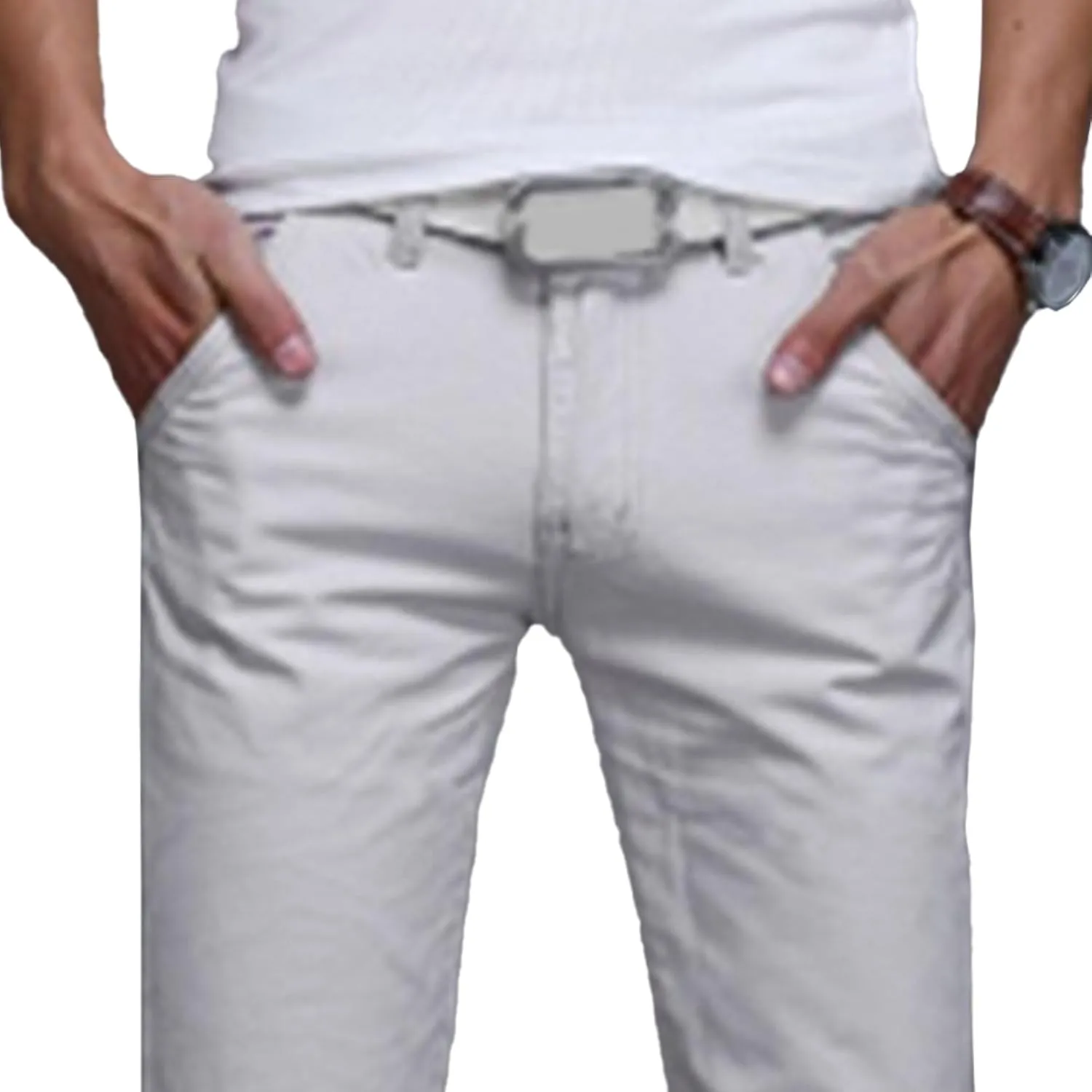 Men's Style Comfy Solid Chinos Pants Casual Slim Fit Business Slack Stretch Straight Fashion Trousers