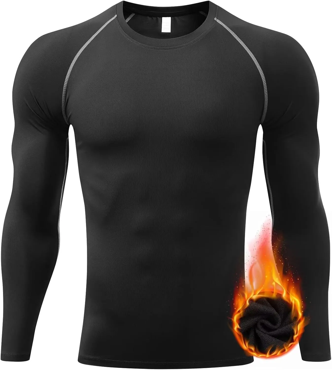 Mens Thermal Shirts Long Sleeve UPF 50  Running Cycling Ski Base Layer Top,Sweat Wicking Cool