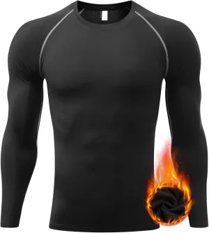 Mens Thermal Shirts Long Sleeve UPF 50  Running Cycling Ski Base Layer Top,Sweat Wicking Cool