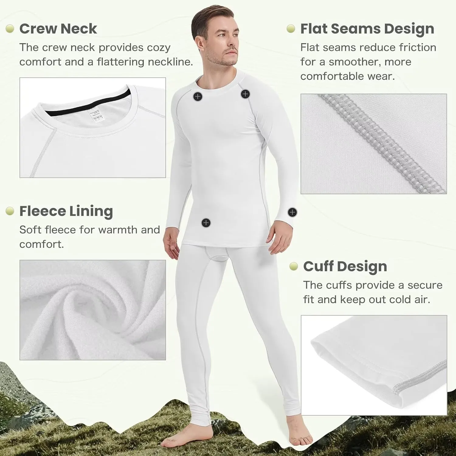 Mens Thermal Shirts Long Sleeve UPF 50  Running Cycling Ski Base Layer Top,Sweat Wicking Cool