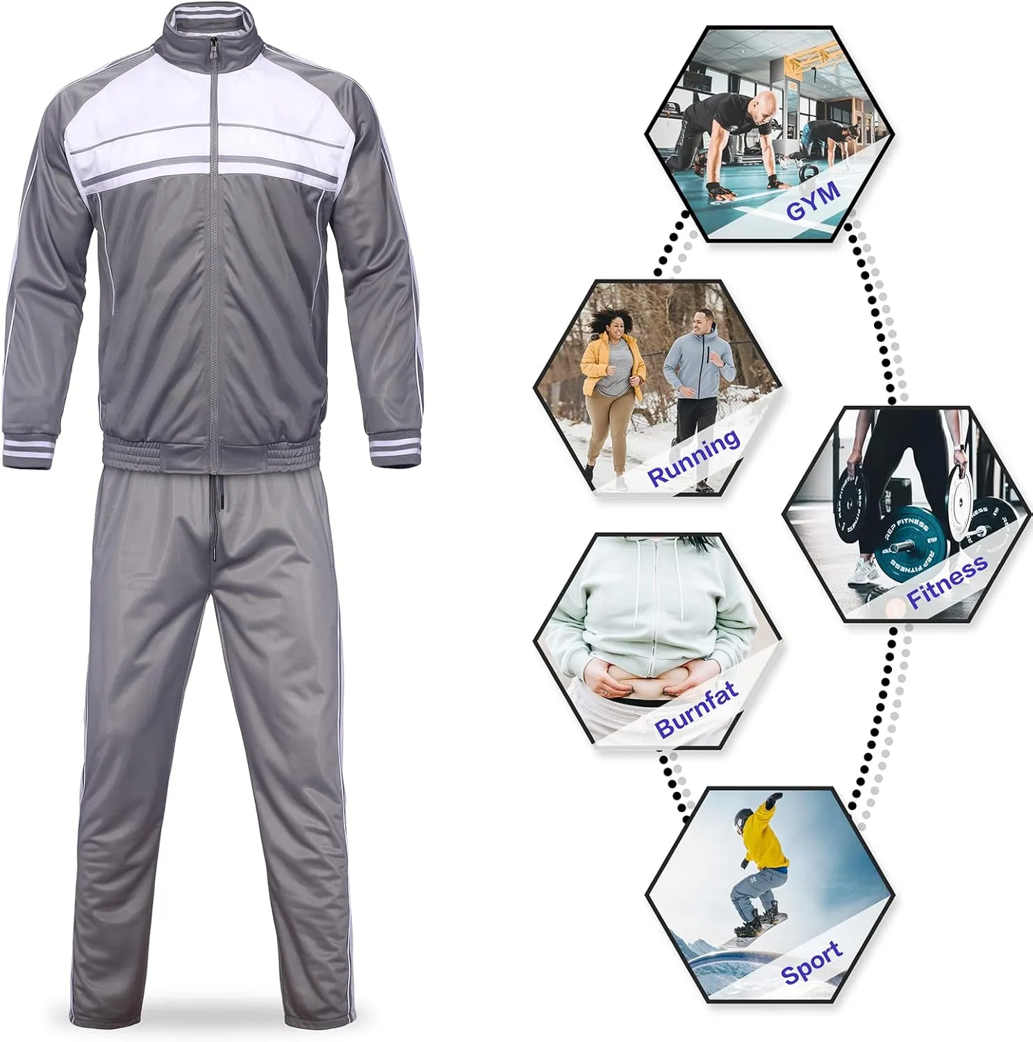 Men's Tracksuits 2 Piece Sweatsuits for Men Set Casual Athletic Jogging Warm Full Zip Sweat Suits with Pockets