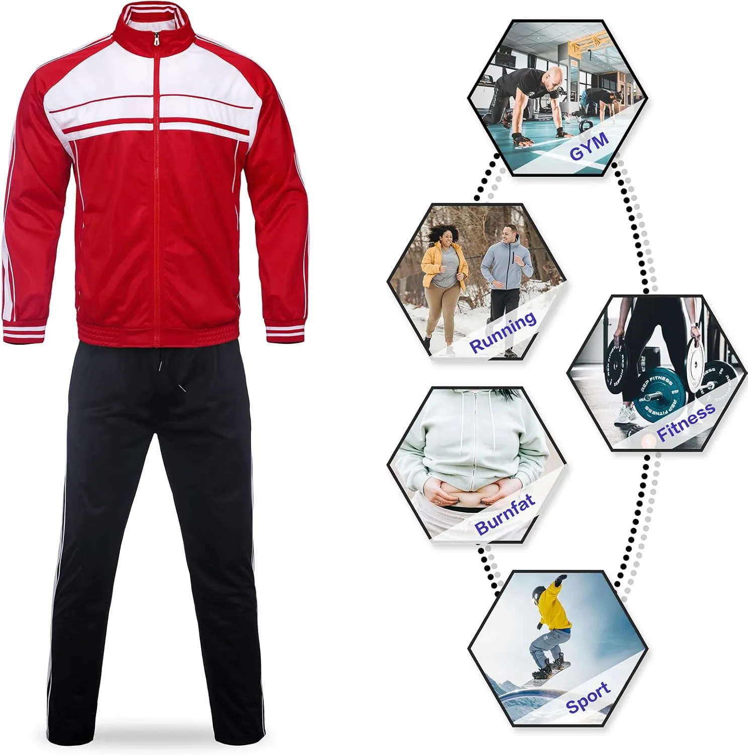 Men's Tracksuits 2 Piece Sweatsuits for Men Set Casual Athletic Jogging Warm Full Zip Sweat Suits with Pockets