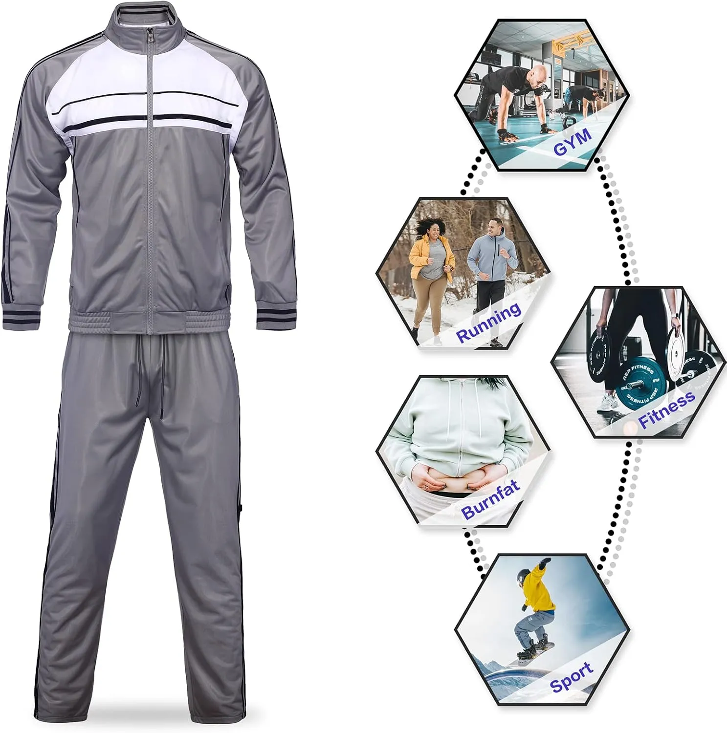 Men's Tracksuits 2 Piece Sweatsuits for Men Set Casual Athletic Jogging Warm Full Zip Sweat Suits with Pockets