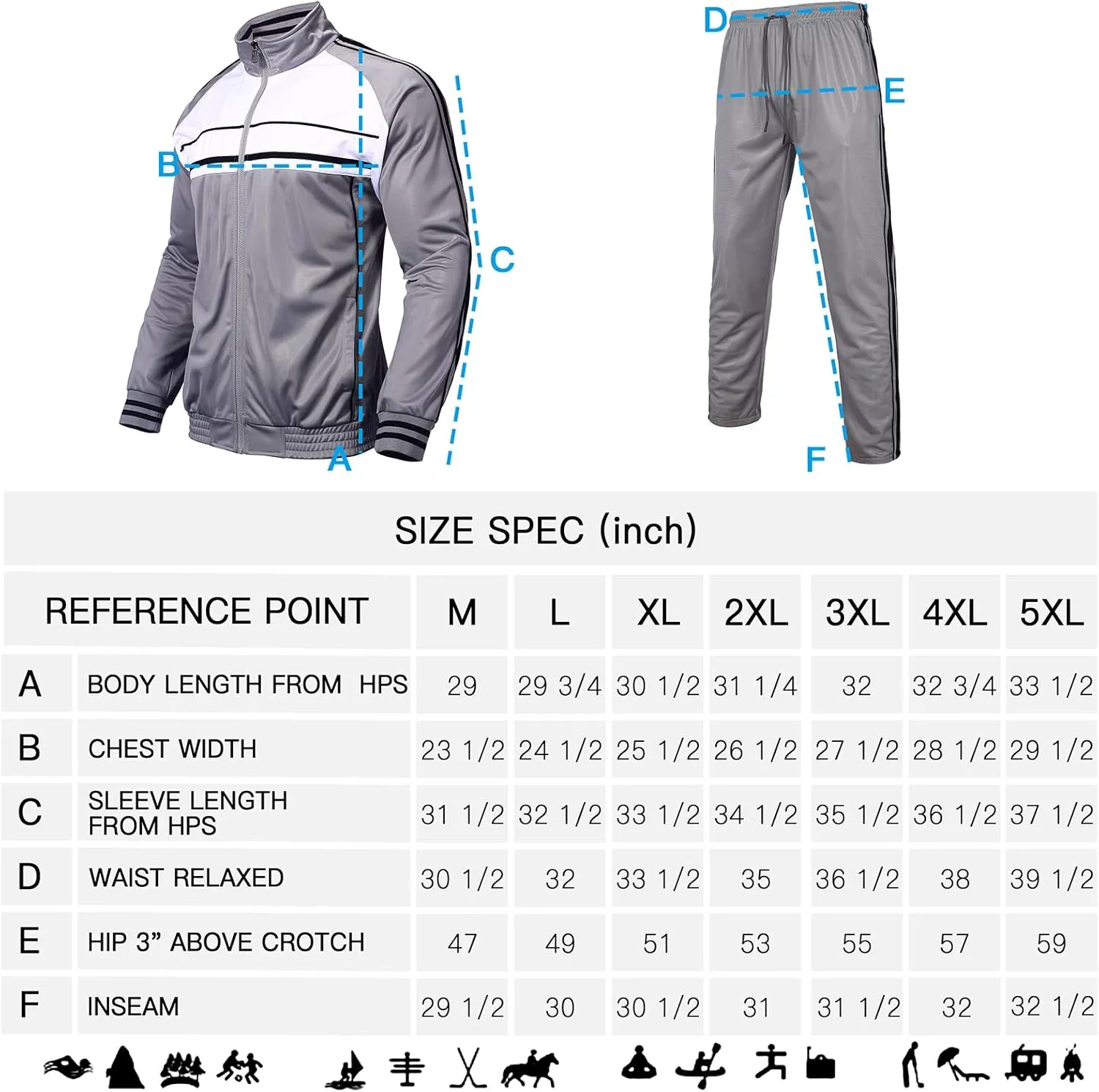 Men's Tracksuits 2 Piece Sweatsuits for Men Set Casual Athletic Jogging Warm Full Zip Sweat Suits with Pockets