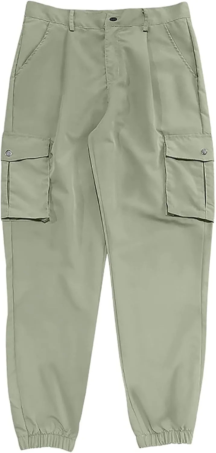 Mens Work Pants Slim Fit Cargo Pants for Men Tactical Tapered Trousers with Pocket Athletic Outdoor Joggers