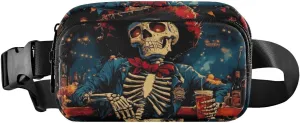Mexican Skull Fanny Packs for Women Men, Water Resistant Waist Pack Sling Bag Purse for Travel Hiking