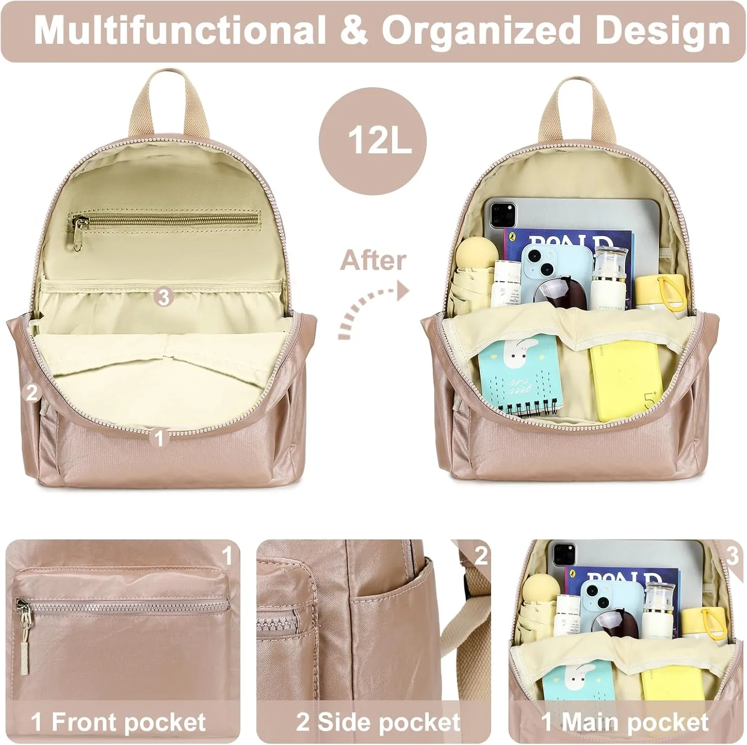 Mini Backpack Women Girls Water-resistant Small Backpack Purse Shoulder Bag for Womens Adult Kids School Travel