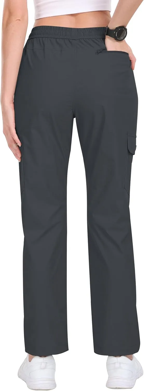 MoFiz Women's Cargo Hiking Pants with Pockets Athletic Capris Pants for Women Quick Dry Lightweight Water Resistant