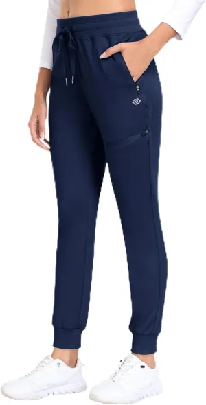 MoFiz Women's Fleece Lined Hiking Pants Water Resistant High Waisted Thermal Joggers Winter Running Sweatpants Zip Pockets