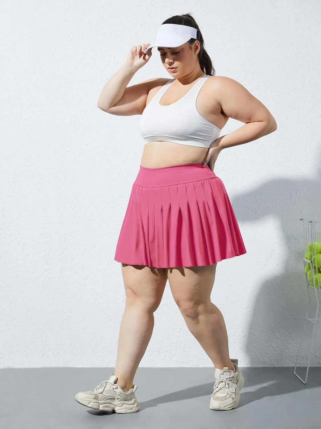 Moon Wood Women's Plus Size Pleated Tennis Skirt- Girls High Waist Athletic Golf Skirts with Shorts