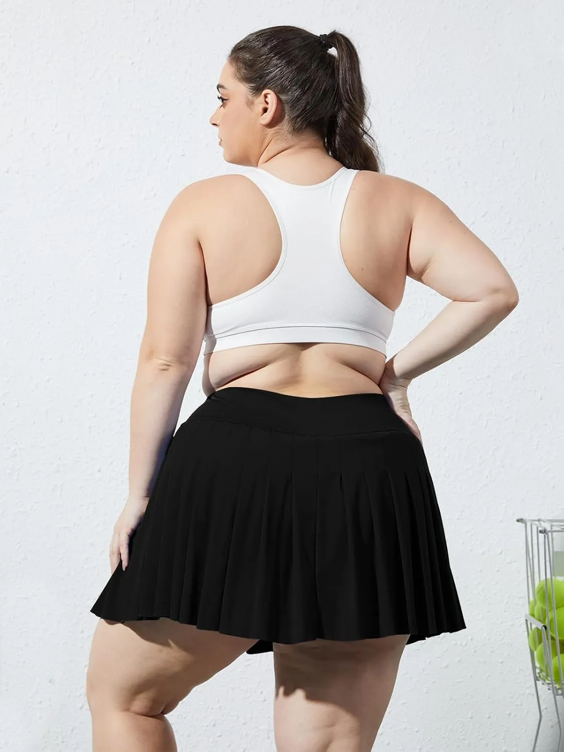 Moon Wood Women's Plus Size Pleated Tennis Skirt- Girls High Waist Athletic Golf Skirts with Shorts