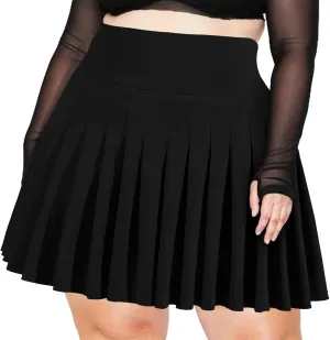 Moon Wood Women's Plus Size Pleated Tennis Skirt- Girls High Waist Athletic Golf Skirts with Shorts