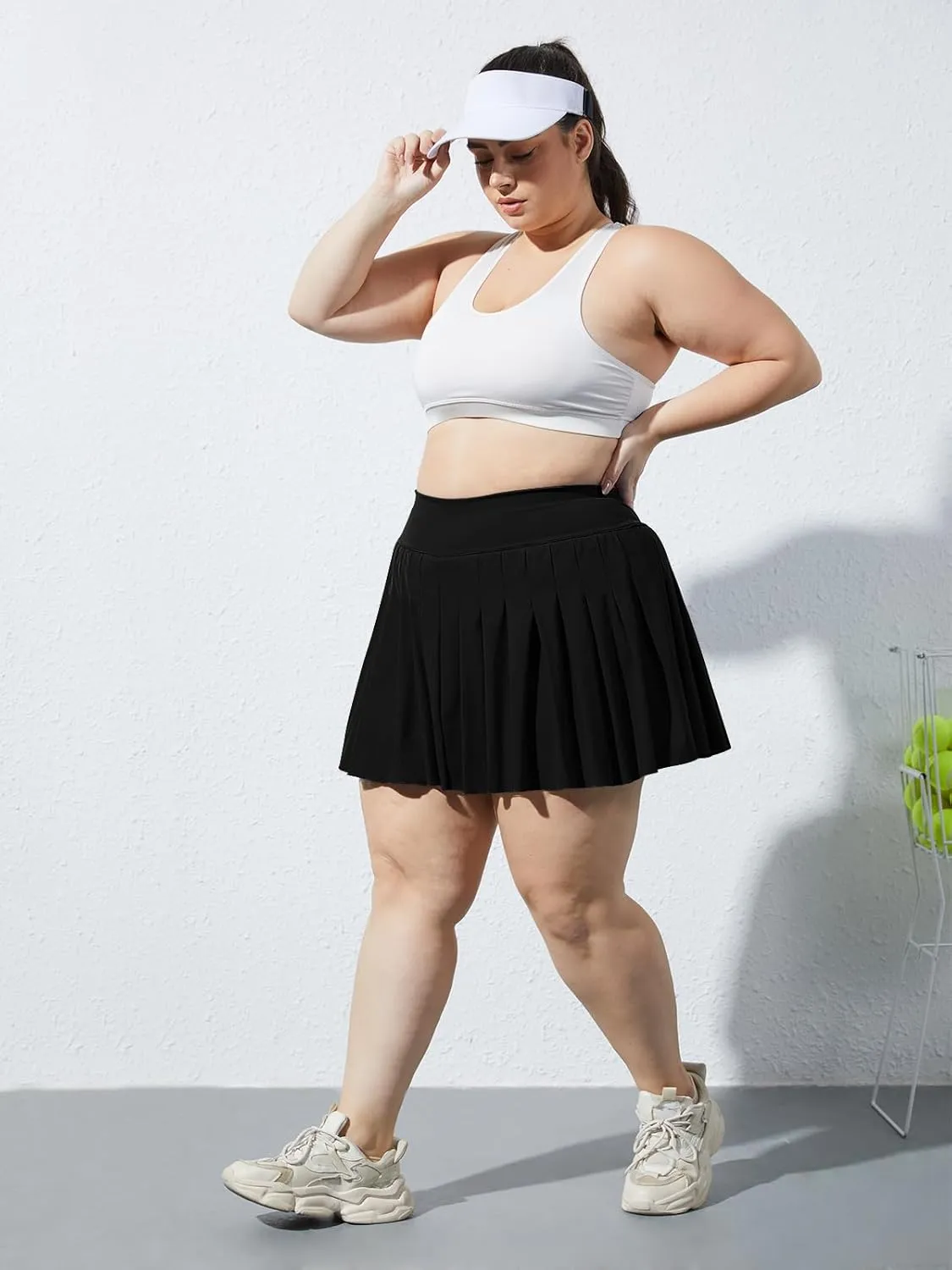 Moon Wood Women's Plus Size Pleated Tennis Skirt- Girls High Waist Athletic Golf Skirts with Shorts