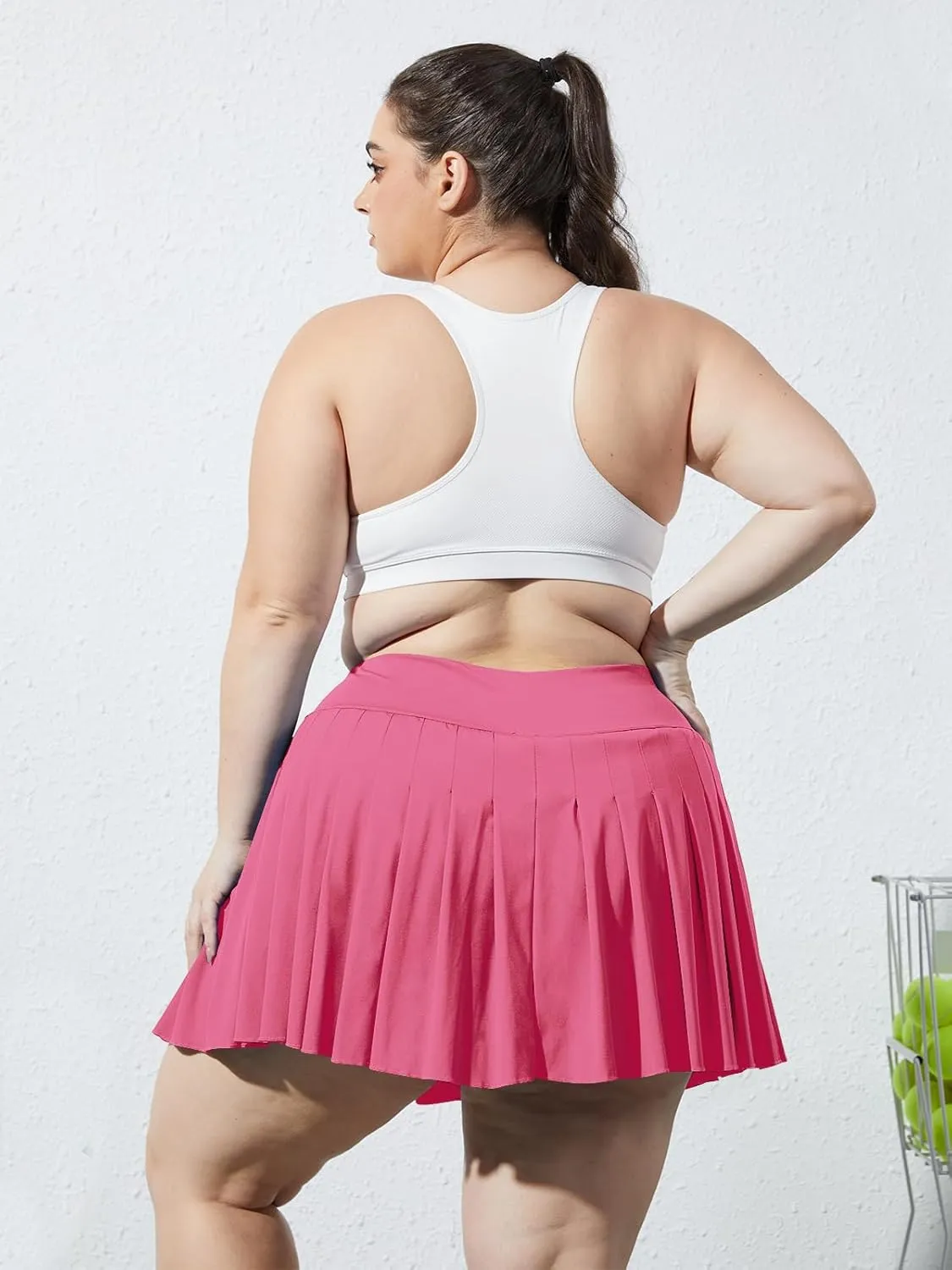 Moon Wood Women's Plus Size Pleated Tennis Skirt- Girls High Waist Athletic Golf Skirts with Shorts