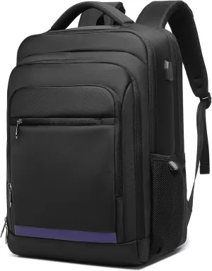 Multi Compartments Flight Approved Travel Bag Fits 15.6 inch Laptop Business Backpack Large Capacity Water Resistant (Black)
