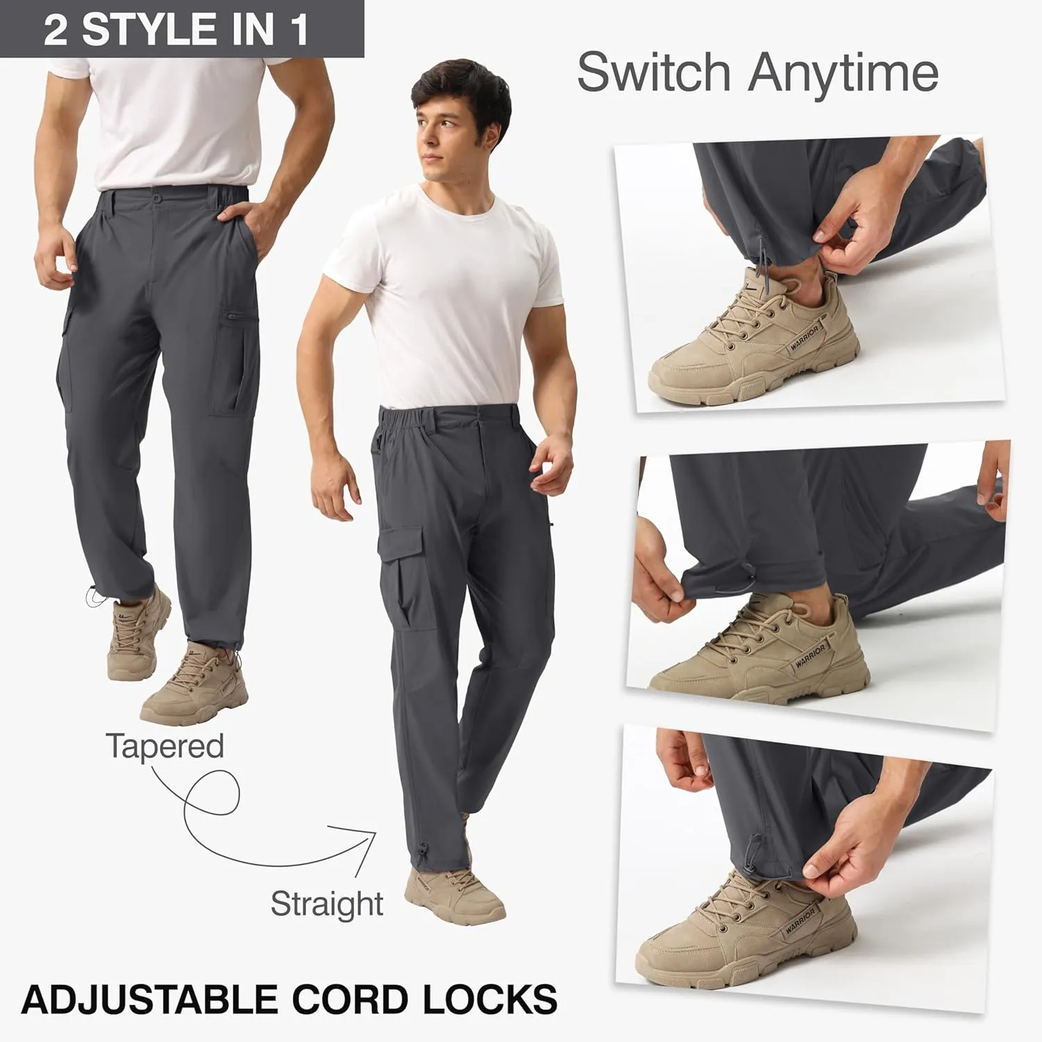 NATUVENIX Hiking Pants Men Lightweight Mens Travel Pants Quick Dry Cargo Pants for Men Stretch Work Pants Water Resistant
