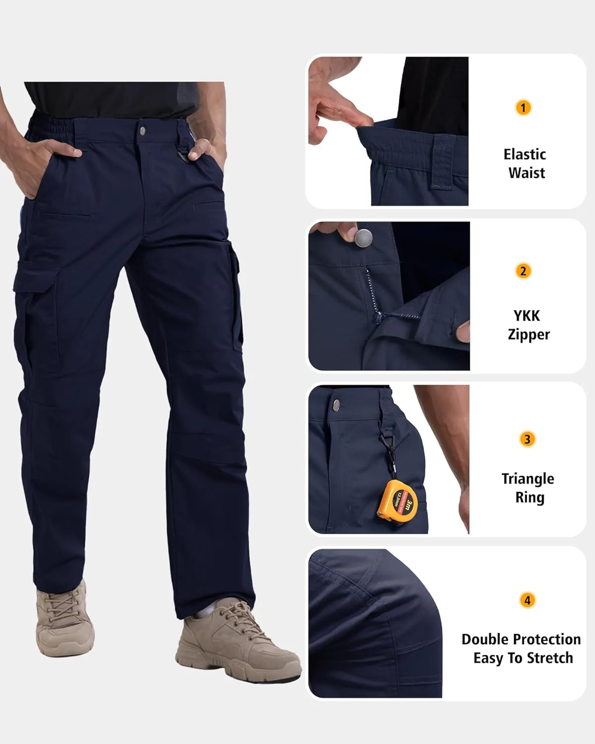 NATUVENIX Mens Work Pants Ripstop Tactical Pants for Men Lightweight Hiking Pants Men Water Resistant Cargo Pants Military