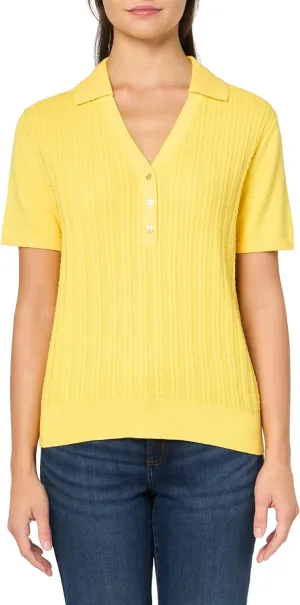 Nautica Women's V-Neck Cable Polo Long Sleeve