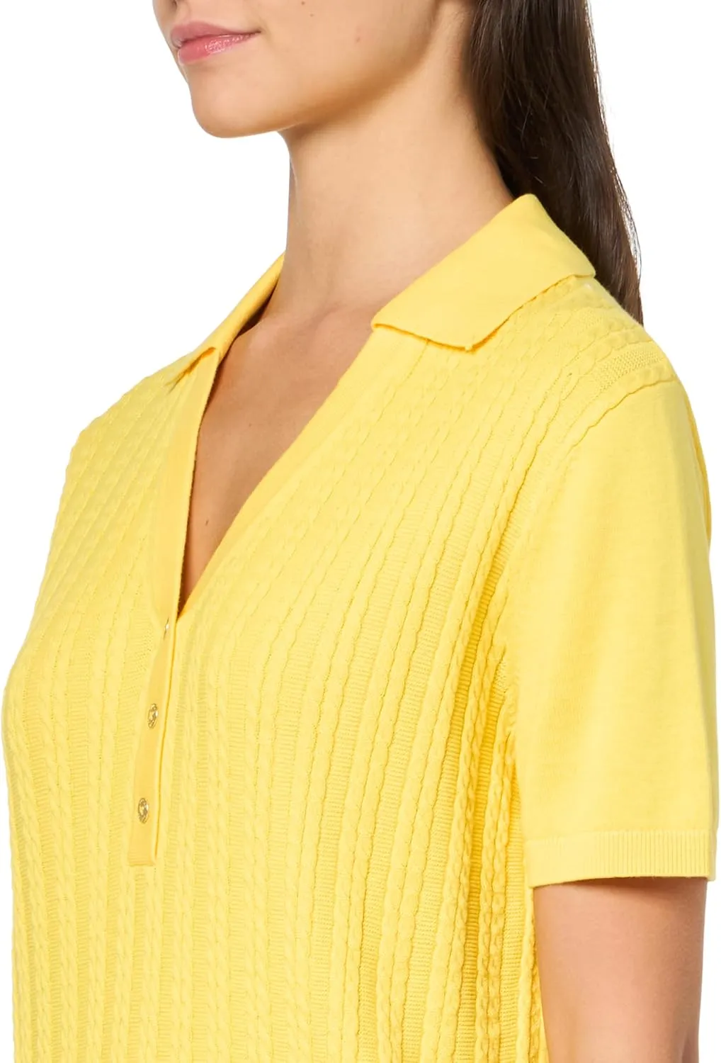 Nautica Women's V-Neck Cable Polo Long Sleeve