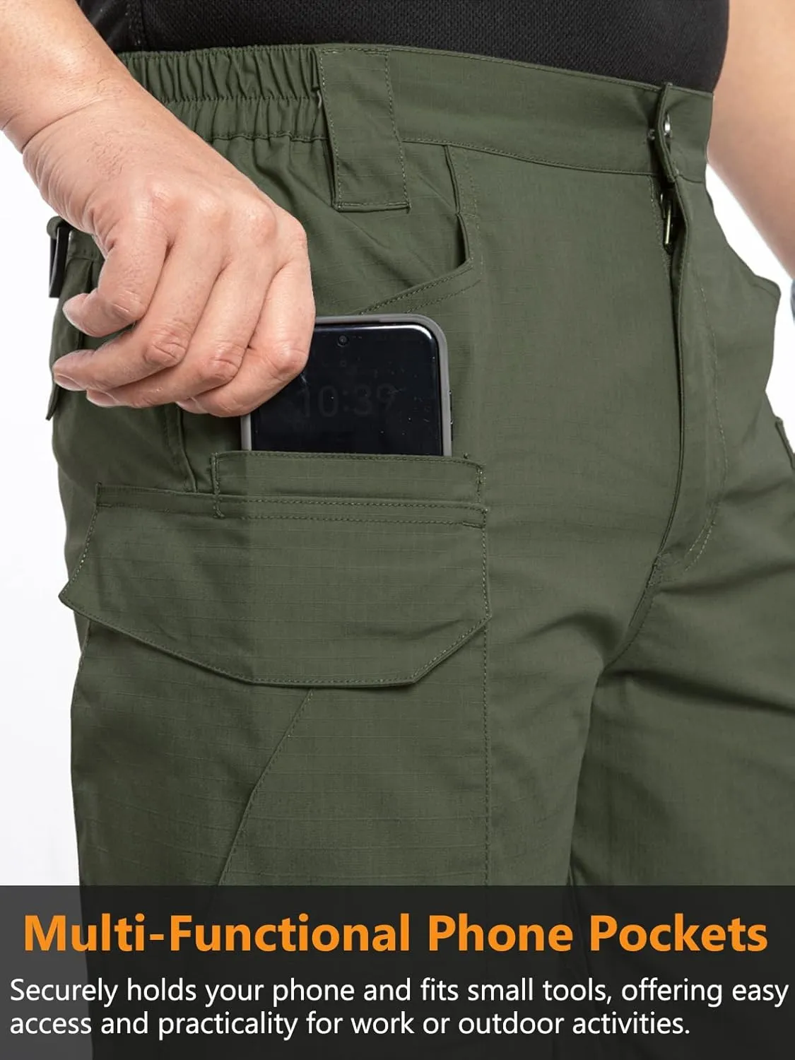 NAVEKULL Men's Flex Tactical Pants Ripstop Stretch Work Cargo Pants Water Resistant Outdoor EDC Hiking Pants