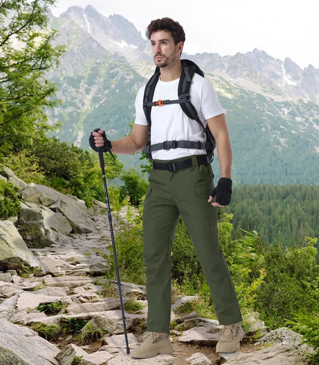 NAVEKULL Men's Flex Tactical Pants Ripstop Stretch Work Cargo Pants Water Resistant Outdoor EDC Hiking Pants