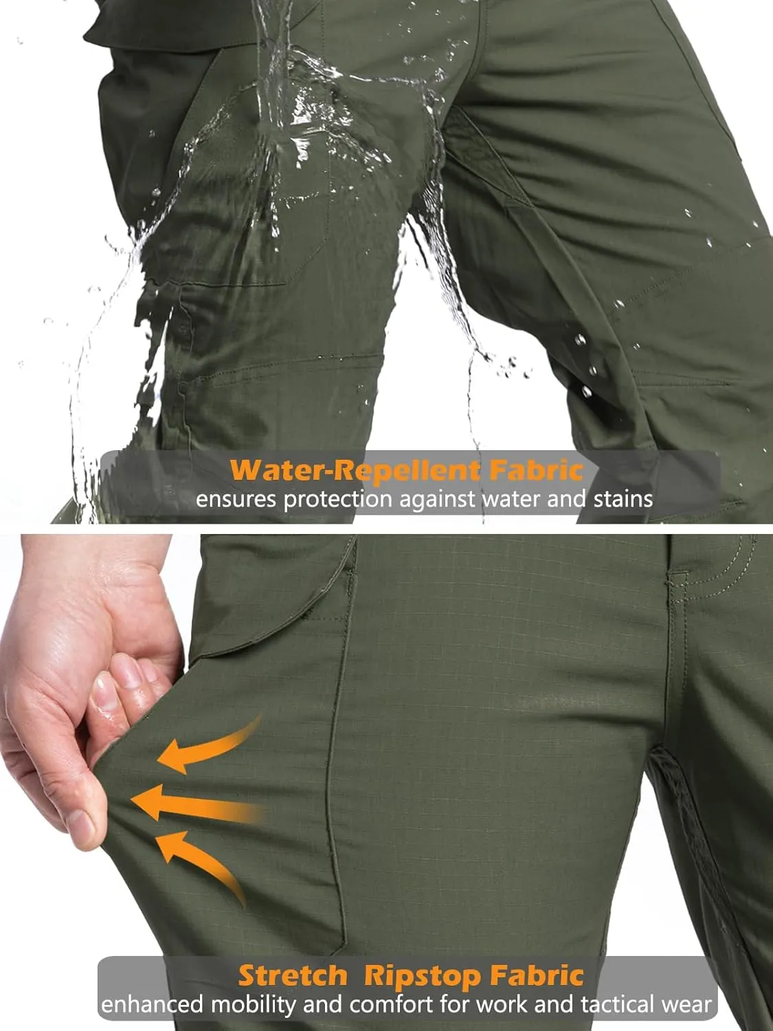 NAVEKULL Men's Flex Tactical Pants Ripstop Stretch Work Cargo Pants Water Resistant Outdoor EDC Hiking Pants