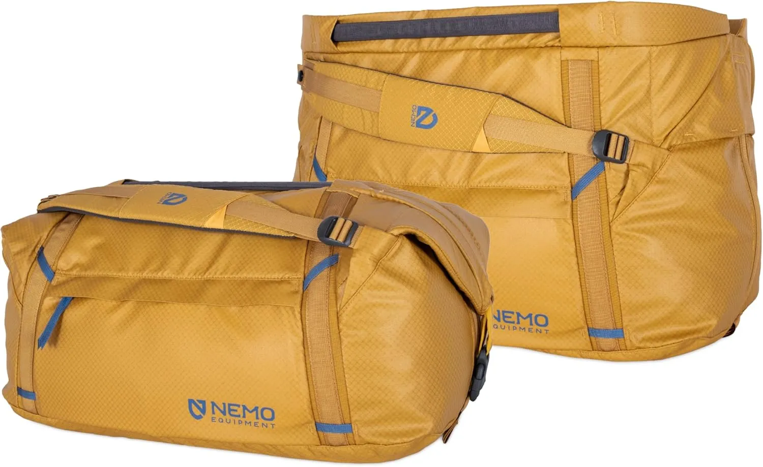 NEMO Equipment Double Haul Convertible Duffel & Tote Bag  Water-Resistant Gear Bag with Backpack Straps - 55L - Chai
