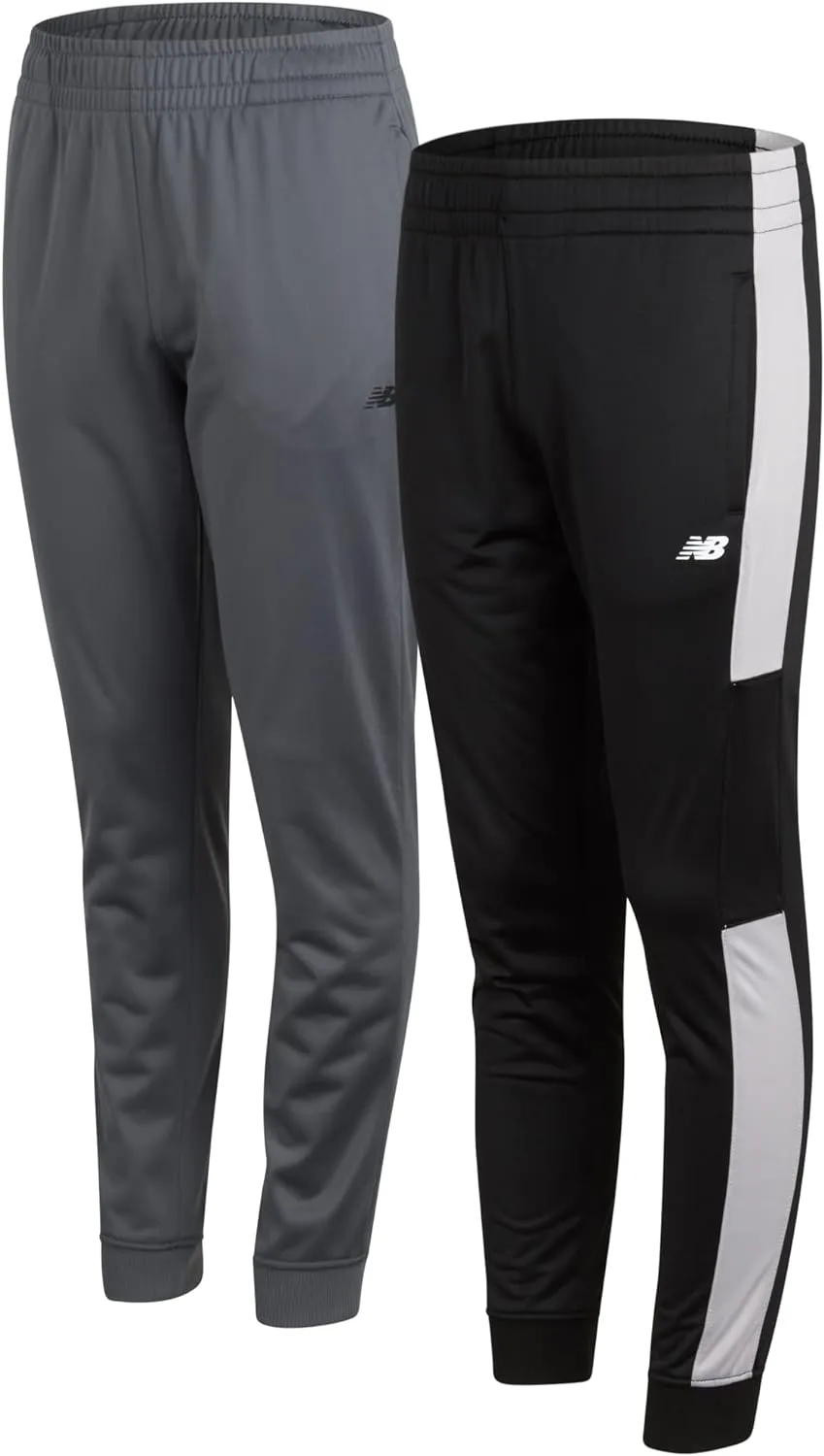 New Balance Boys Sweatpants - 2 Pack Performance Tricot Activewear Boys Joggers Athletic Pants with Zip Pockets (Size: 4-20)