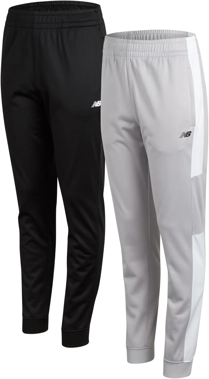 New Balance Boys Sweatpants - 2 Pack Performance Tricot Activewear Boys Joggers Athletic Pants with Zip Pockets (Size: 4-20)