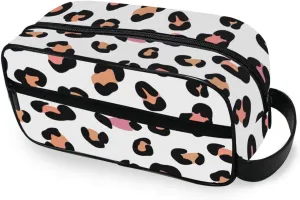 ODAWA Unisex Hanging Toiletry Bag Leopard Print Black Spots Travel Organizer Water Resistant Shaving Bag for Toiletries