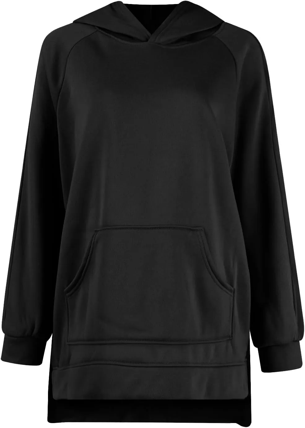 Oversized Hoodie Dress for Women Fleece Long Sleeve Plain Sweatshirt Side Slits Raglan Pullover Tops with Pockets