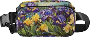 Painting Flowers Fanny Pack for Travel Hiking Water Resistant Waist Pack Sling Bag Purse for Women Men