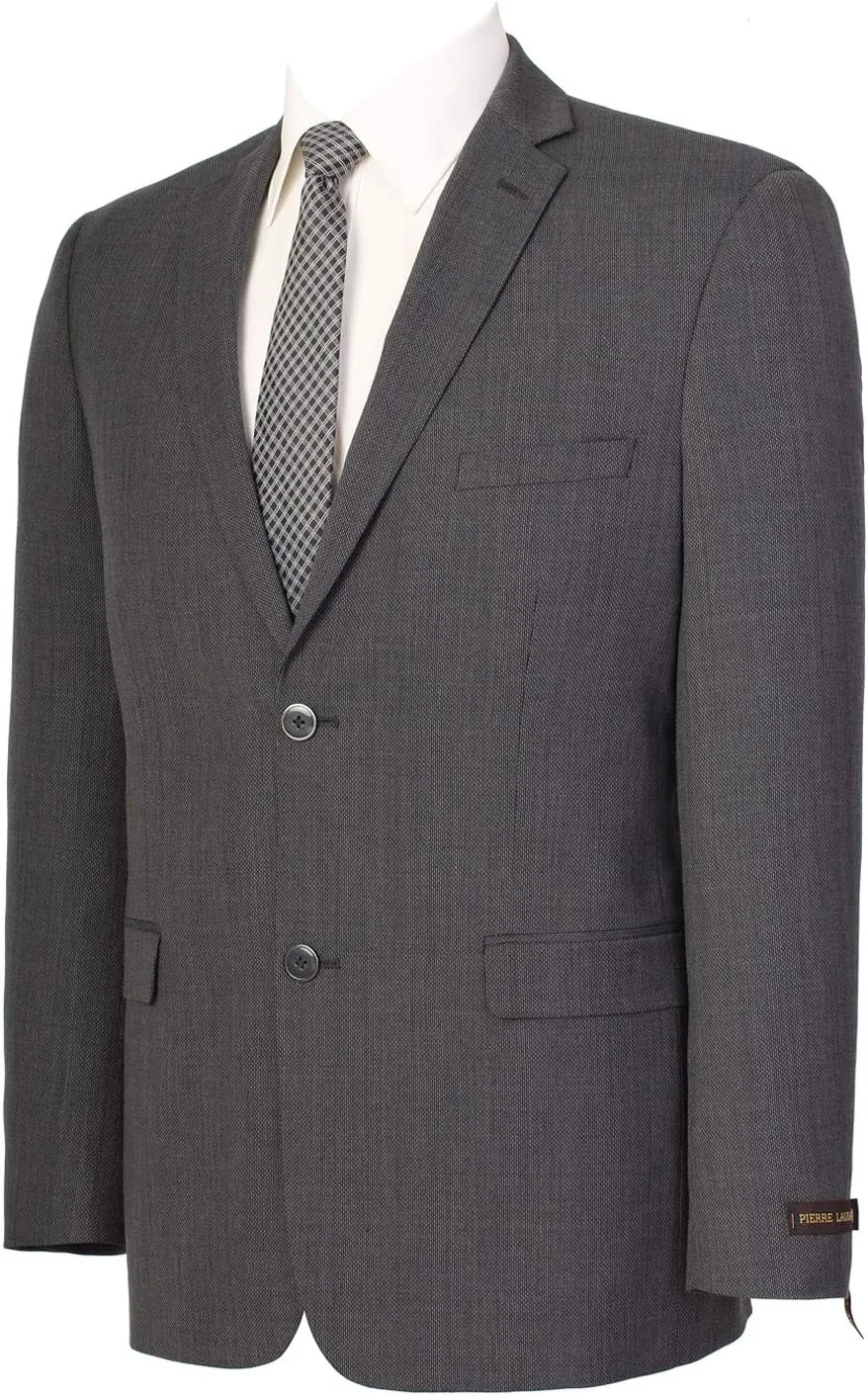 P&L Men's Slim Fit Wool Blend 2-Piece Suits Single Breasted 2 Button Dress Flat Front Pants Set