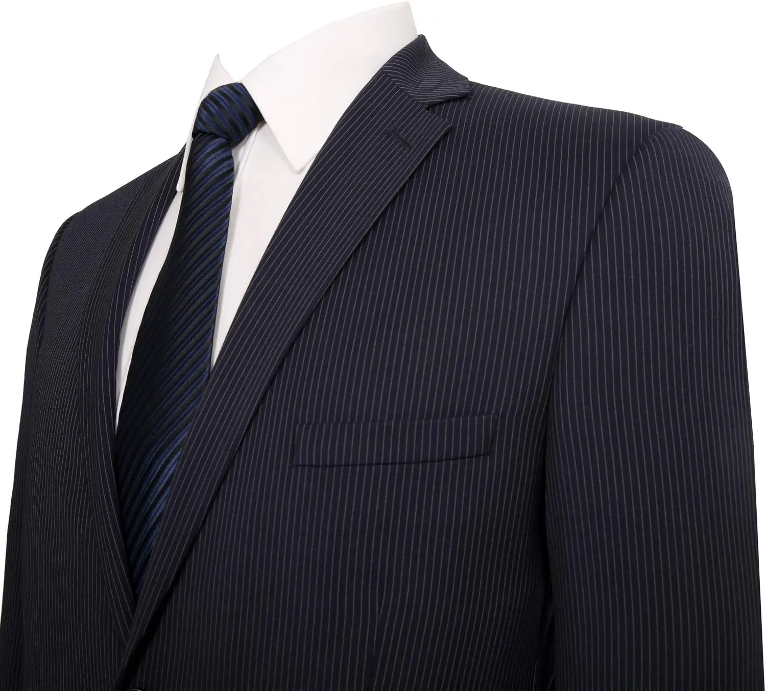 P&L Men's Slim Fit Wool Blend 2-Piece Suits Single Breasted 2 Button Dress Flat Front Pants Set