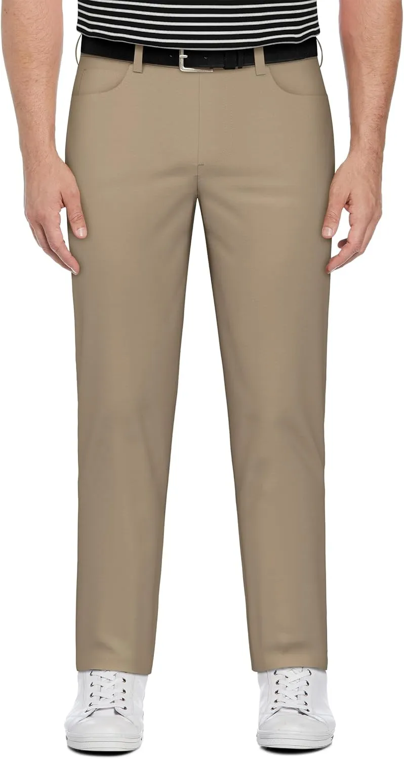 PGA TOUR Men's 5-Pocket Performance Pull-on Golf Pants, 30"/32" Inseams, 4-Way Stretch, Moisture-Wicking, Sun Protection
