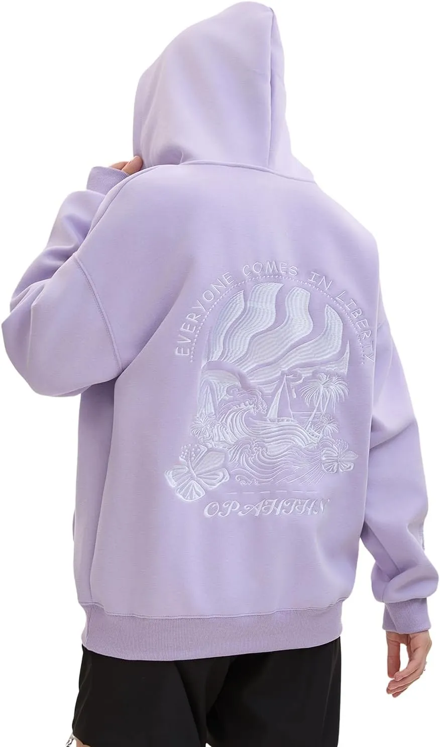 Pink Puff Hoodies,Embroidery Hibiscus Hoodies For Teen Girls Oversized Cute Sweatshirt Pink Graphic