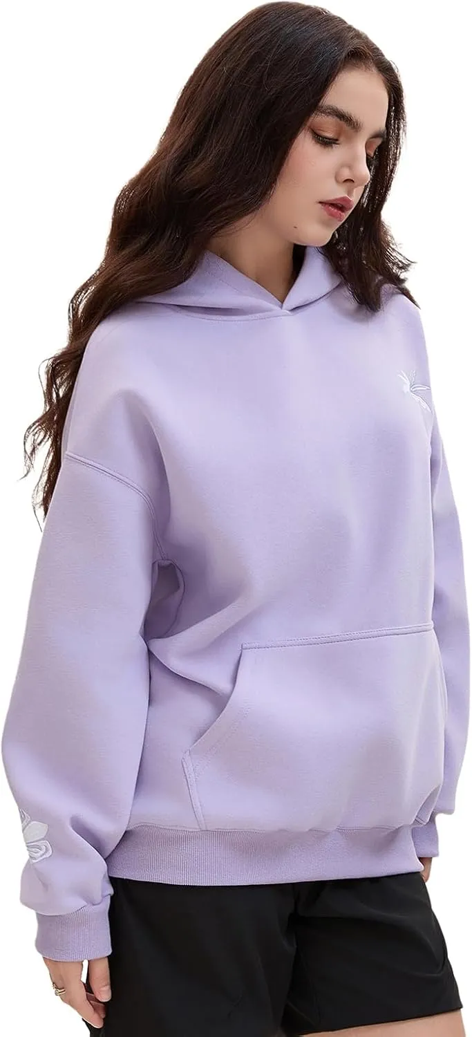 Pink Puff Hoodies,Embroidery Hibiscus Hoodies For Teen Girls Oversized Cute Sweatshirt Pink Graphic