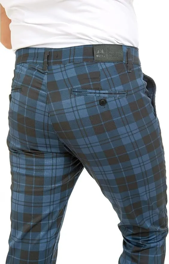 Plaid Pants for Men Wetta Jeans Sportswear - Skinny Chinos Pants Men  Stretchy Mens Fashion Plaid Pant