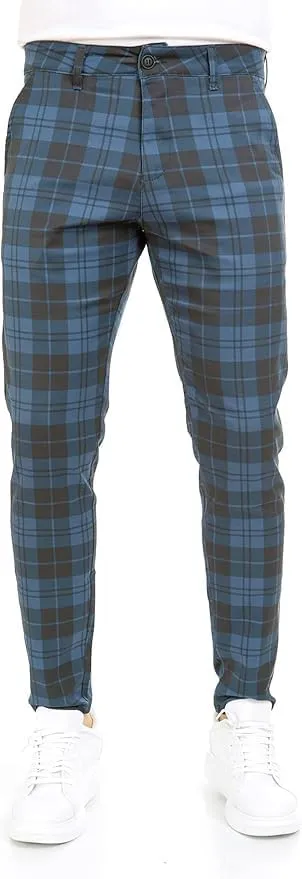 Plaid Pants for Men Wetta Jeans Sportswear - Skinny Chinos Pants Men  Stretchy Mens Fashion Plaid Pant