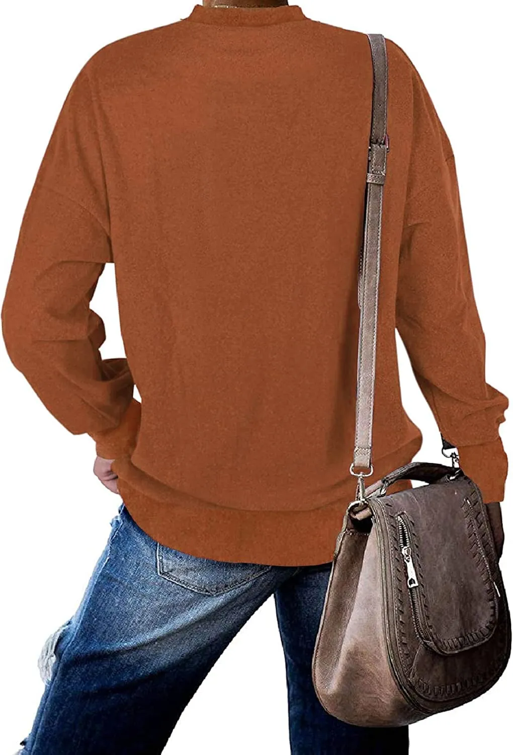 PLMOKEN Plus Size Sweatshirts for Women Casual Long Sleeve Round Neck Shirts Tunic Tops for Leggings M-4XL