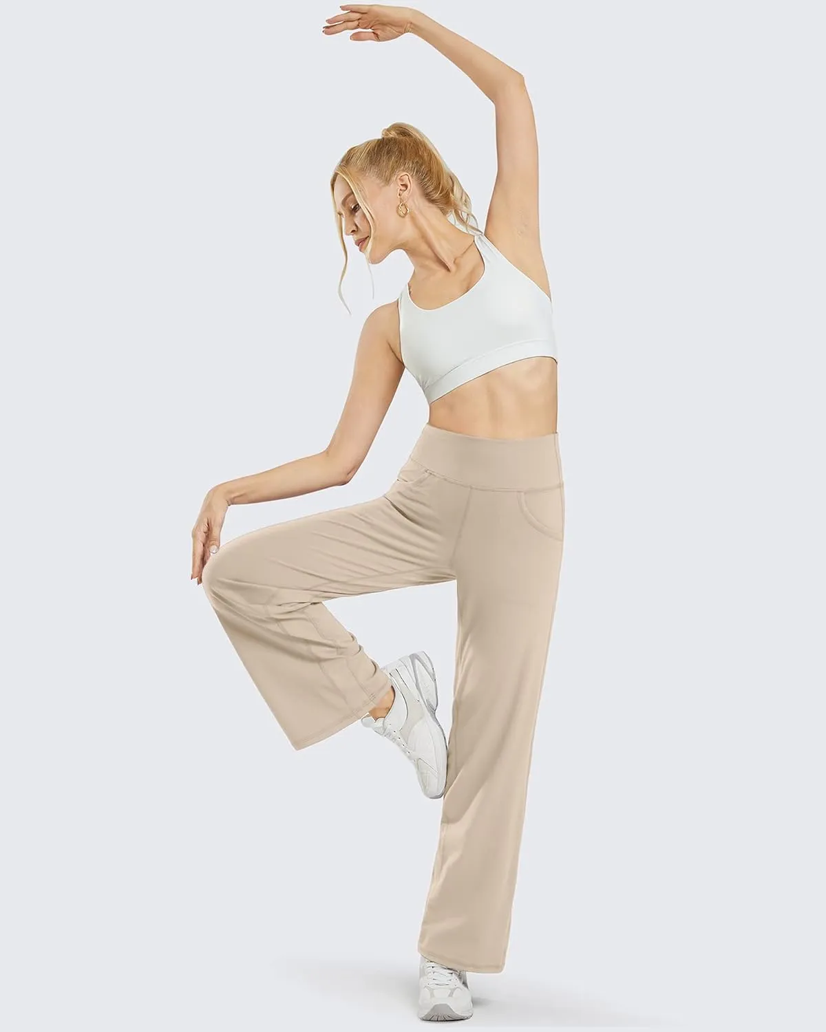 Promover Wide Leg Pants Woman Yoga Pants with Pockets Stretch Loose Casual Lounge Sweatpants Petite/Regular/Tall