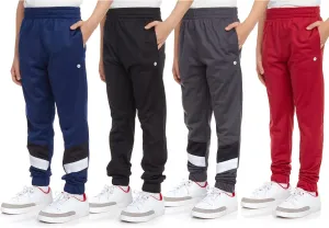 RBX Boys Sweatpants - 4 Pack Stretch Performance Tricot Activewear Boys Joggers Athletic Pants with Side Pockets (Size: 4-20)