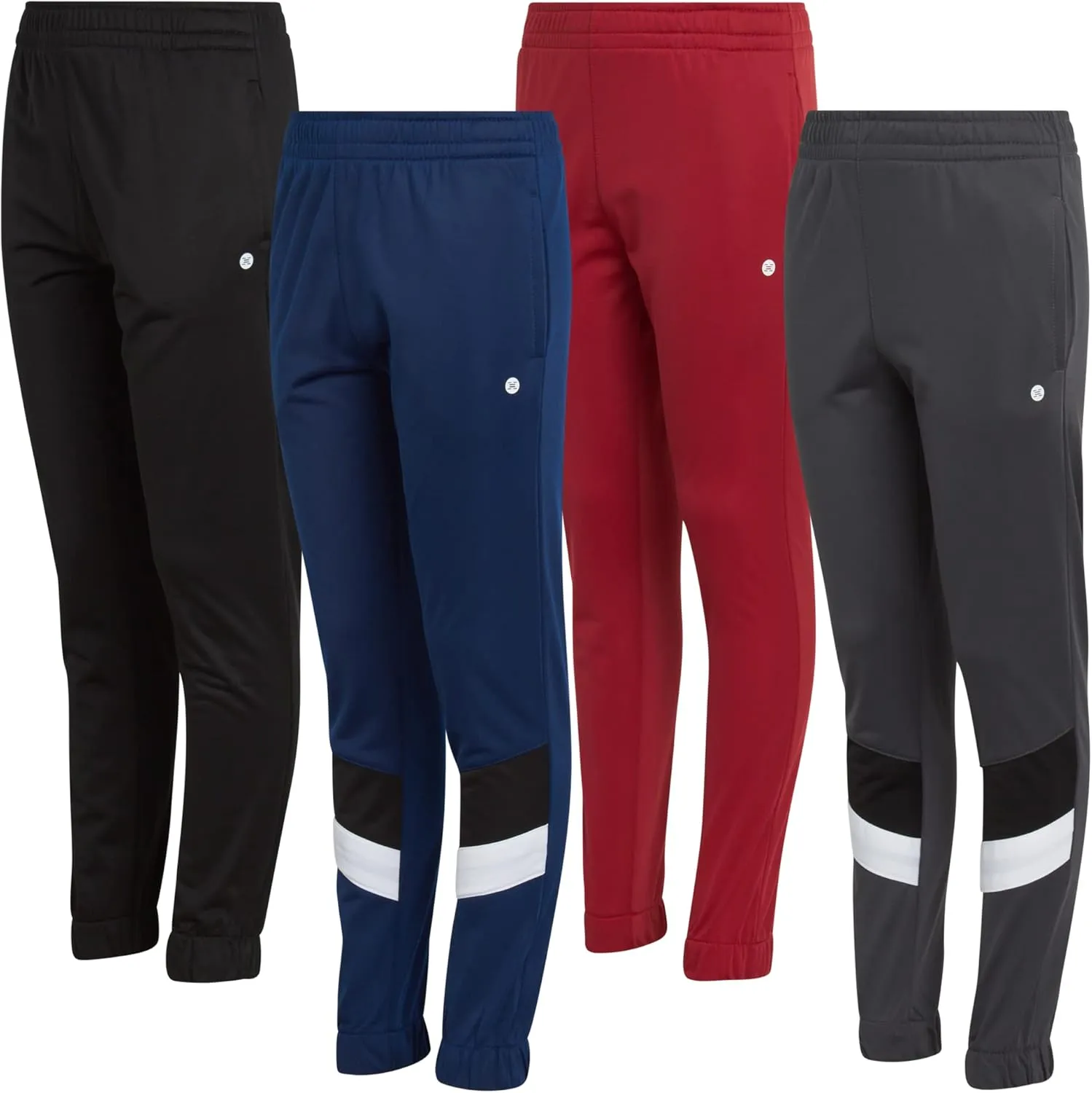 RBX Boys Sweatpants - 4 Pack Stretch Performance Tricot Activewear Boys Joggers Athletic Pants with Side Pockets (Size: 4-20)