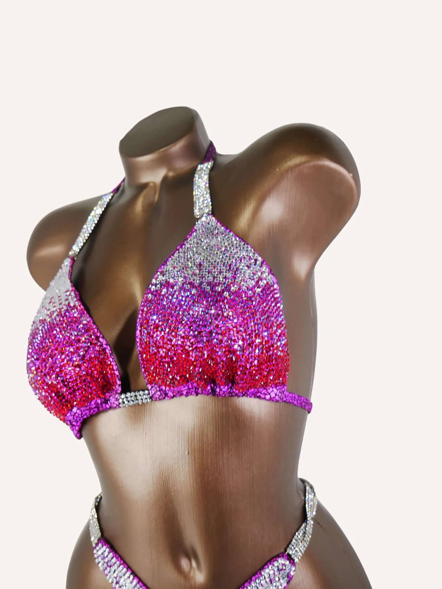 Ready Made Deep Fuchsia Ombre Figure Competition Suit